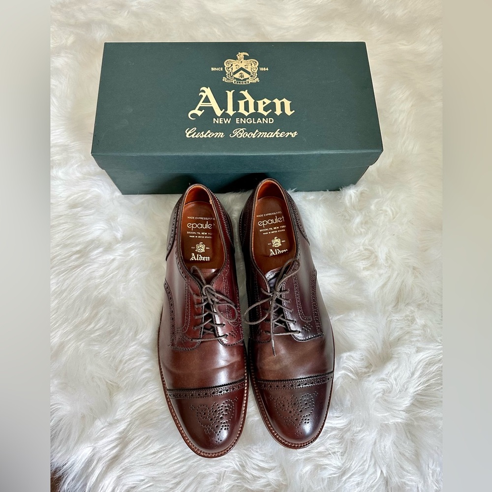 Alden for Epaulet Color #8 Shell Cordovan Alt Wien cap toe blucher size 11D.